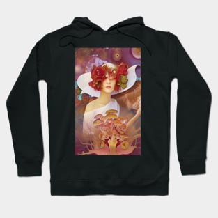 Art Deco Style Girl Fantastic Fungi and Magical Mushrooms Hoodie